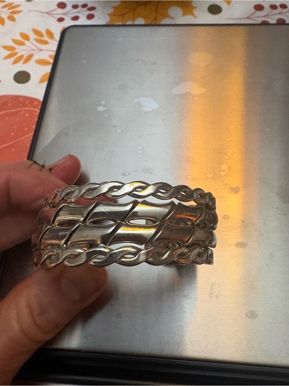 Vintage Heavy Sterling Silver Woven Cuff Bracelet 925